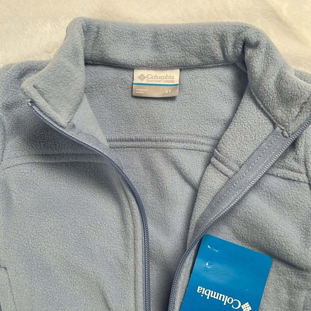 Columbia Full Zip Fleece Jacket Youth 2T Castle Dale Light Dusty Blue Pockets - Picture 5 of 8